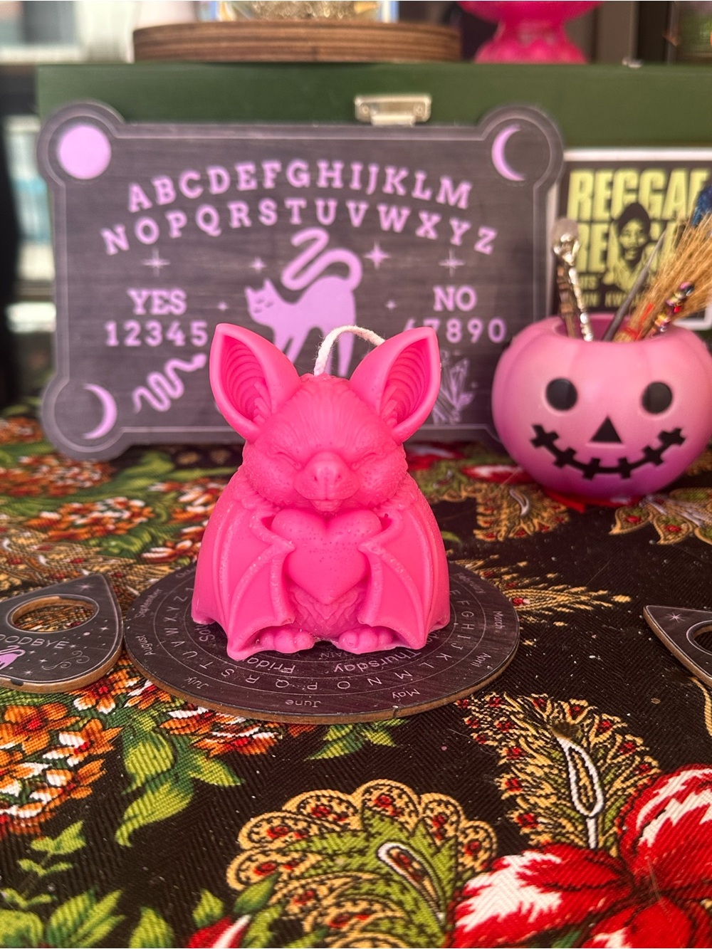 Pink Heart Bat Candle